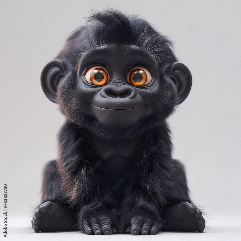 A cute and happy baby gorilla 3d illustration A cute and happy baby gorilla 3d illustration