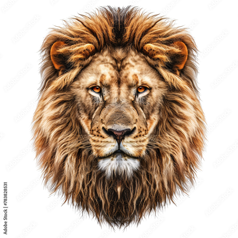 lion head element_hyperrealistic_hyper detailed_isolated on transparent background