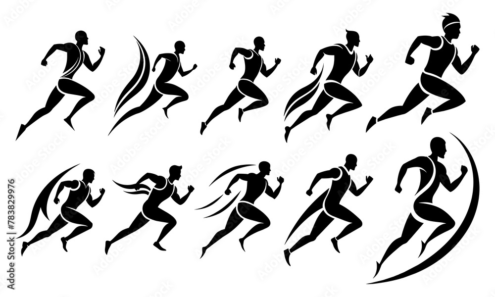  Runner silhouette collection for  symbol, logo, web icon, sign