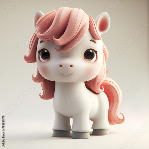 A cute and happy baby horse 3d illustration