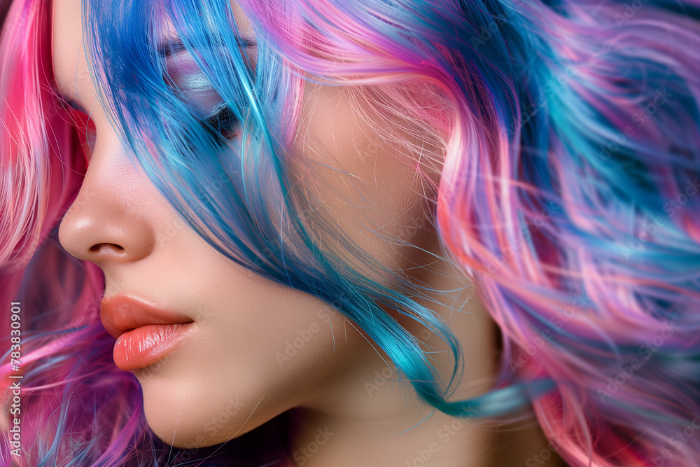 Vibrant Multi-Colored Hair, Fashion and Style Concept
