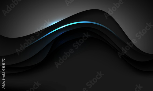 Abstract blue light lines curve black shadow overlap with blank space design modern luxury futuristic creative background vector