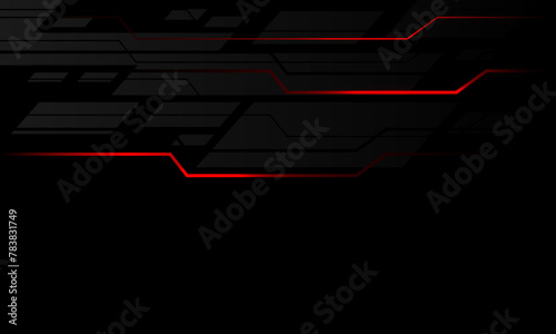 Abstract red black light lines circuit grey geometric on blank space design modern futuristic technology creative background vector