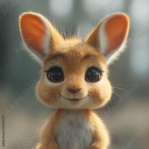 A cute and happy baby kangaroo 3d illustration