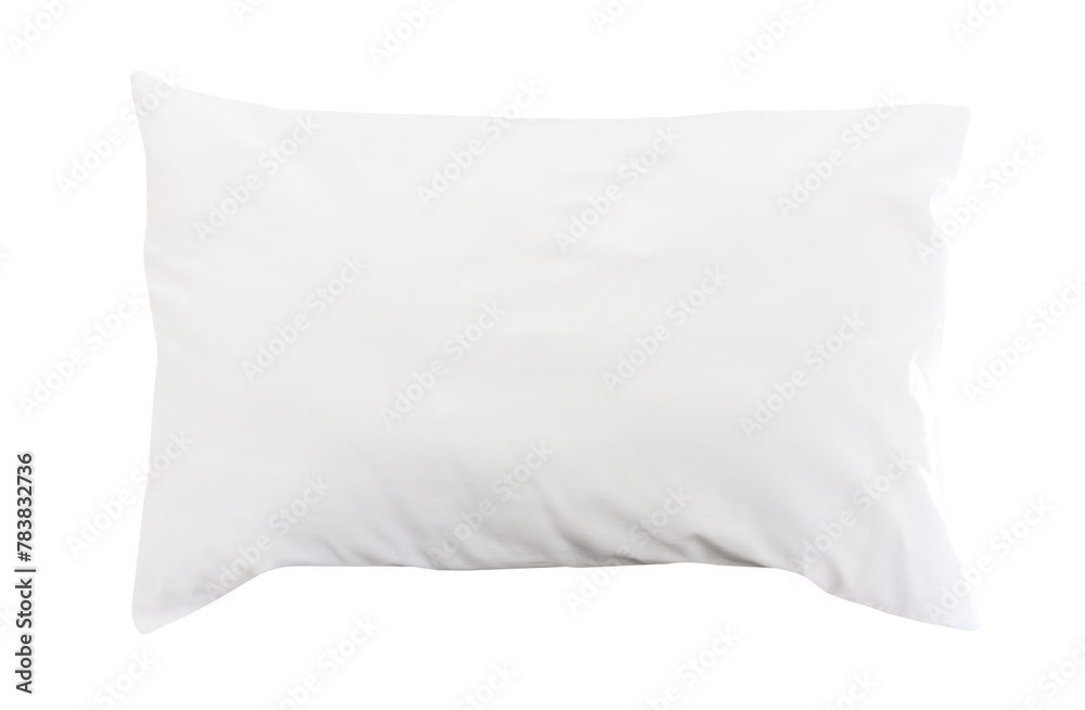 Top view of white pillow with case after guest use in hotel or resort room isolated on white background with clipping path Top view of white pillow with case after guest use in hotel or resort room isolated on white background with clipping path