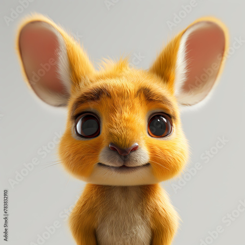 A cute and happy baby kangaroo 3d illustration