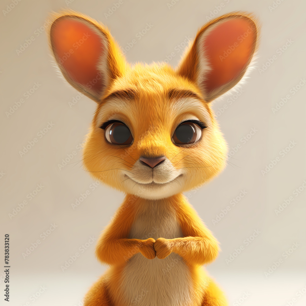 A cute and happy baby kangaroo 3d illustration A cute and happy baby kangaroo 3d illustration