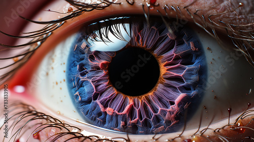 Scientific 3D render of a human eye with detailed anatomy