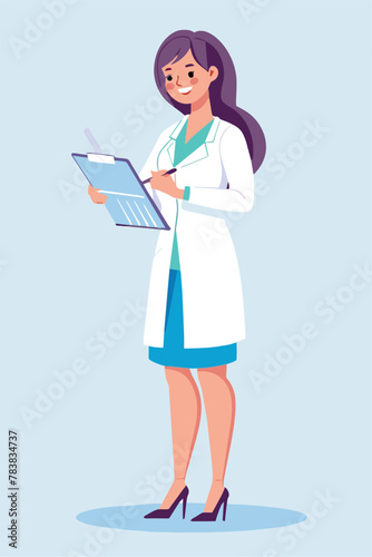 Smiling female doctor holding clipboard