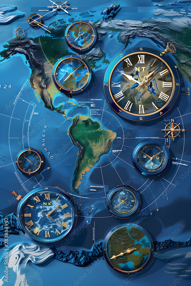 Visual Guide to New Zealand's Time Zone and Relative Global Time Differences Stock Photo Adobe