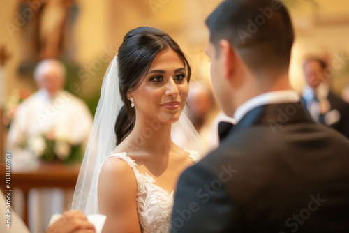 Bride's Tender Look During Wedding Ceremony