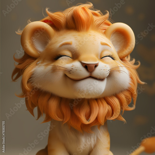 A cute and happy baby lion 3d illustration photo