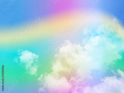 beauty sweet pastel green and blue colorful with fluffy clouds on sky. multi color rainbow image. abstract fantasy growing light © Topfotolia