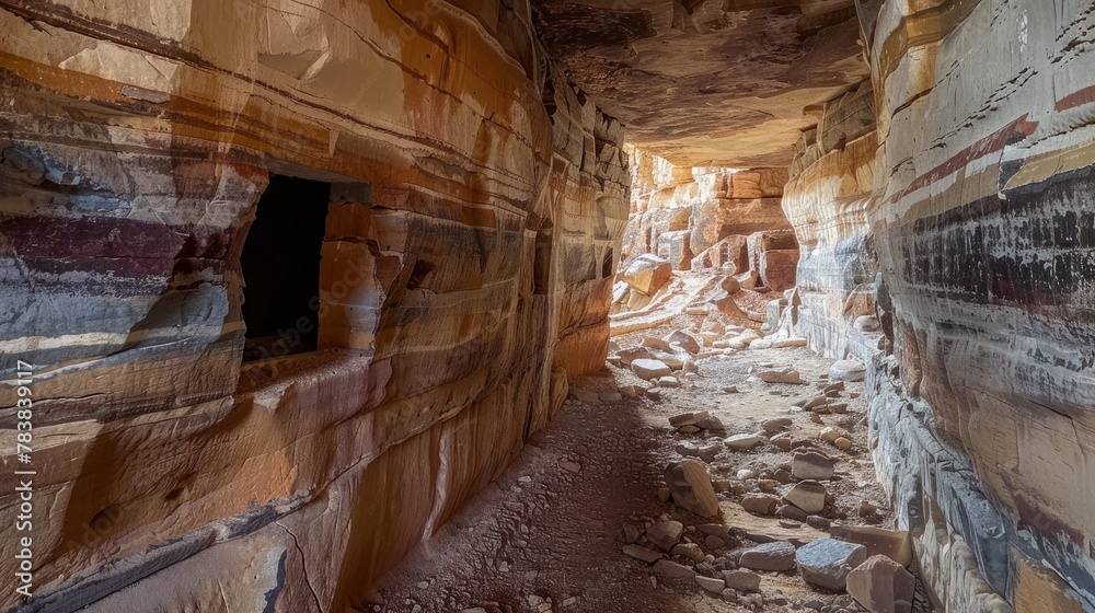 A stunning natural display of multi-colored sandstone layers