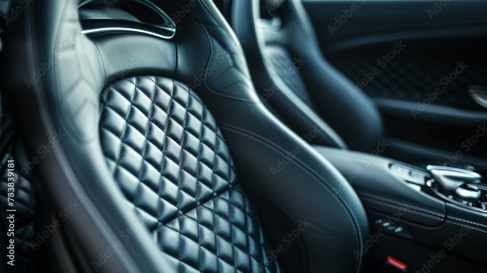 A high-end top view of a luxury sports car’s front passenger seat