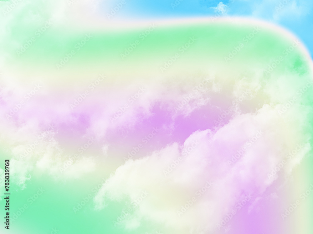 beauty sweet pastel green and yellow colorful with fluffy clouds on sky. multi color rainbow image. abstract fantasy growing light