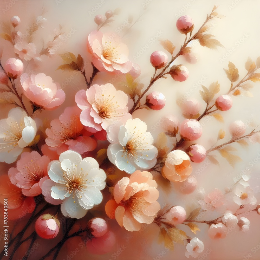 Cherry blossom on white. Generative ai Cherry blossom on white. Generative ai