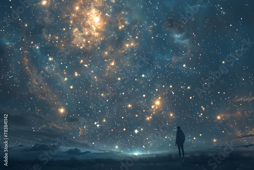 Dance of Constellations: A Celestial Symphony Under the Moonlit Sky - NFT Artwork photo
