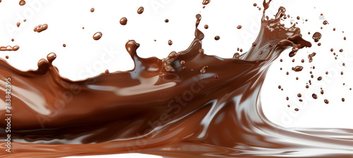 chocolate milk splash isolated on transparent background cutout. Chocolate splash, liquid chocolate or hot cocoa.