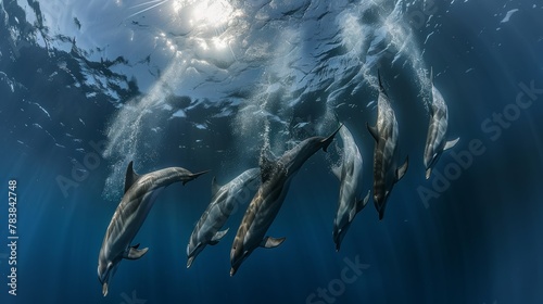 Beautiful dolphins jumping over breaking waves © Syahrul Zidane A