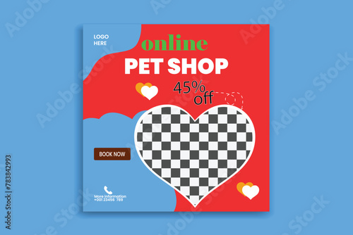Web Pet Instagram story and social media post template design vector
