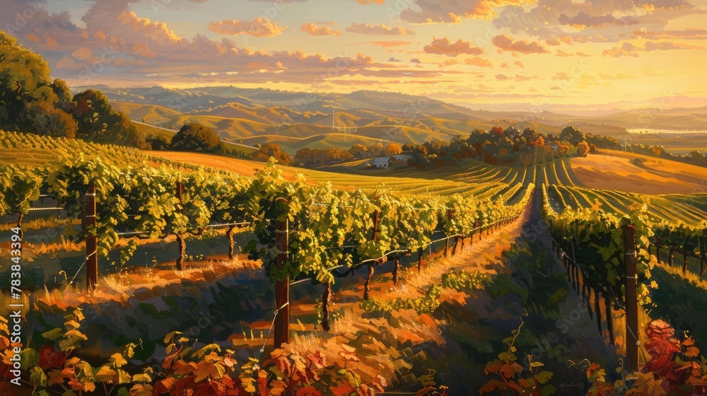 Golden morning light at the vineyard