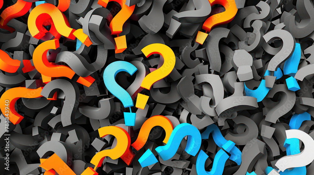 Numerous Question Marks on a Black Background Numerous Question Marks on a Black Background