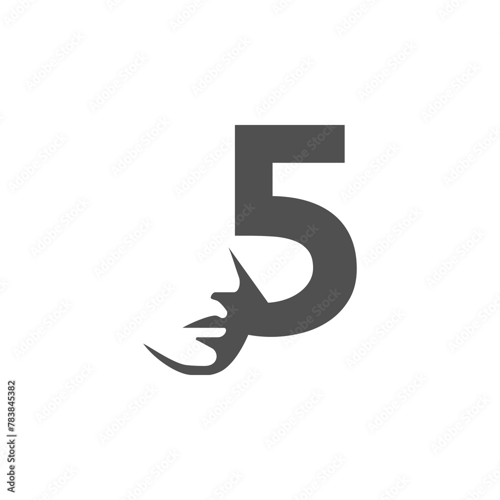 the logo consists of the number 5 and face. Abstract motive, Fill and elegant.
