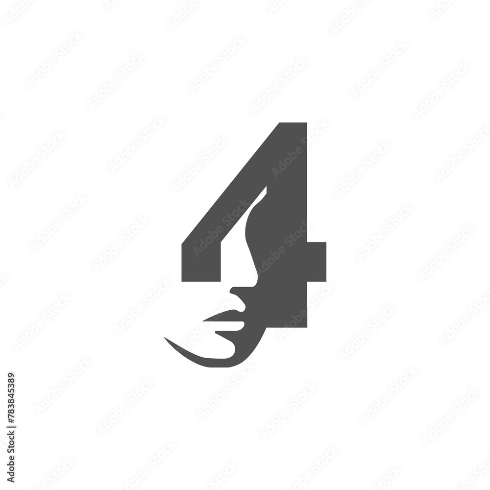 the logo consists of the number 4 and face. Abstract motive, Fill and elegant. the logo consists of the number 4 and face. Abstract motive, Fill and elegant.