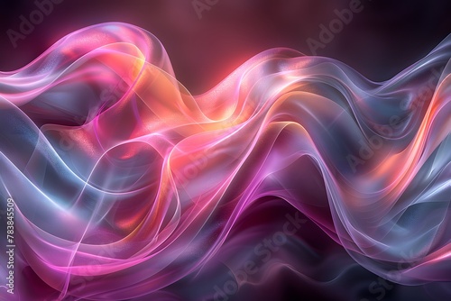 Abstract flowing purple silk wave purple silk wave background with smoke