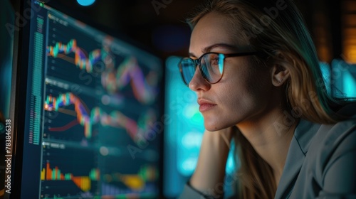 female professional data analyst Stock market account management © Keat
