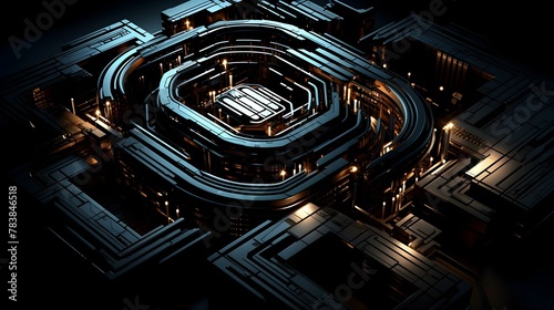 Captivating Digital Labyrinth of Intricate Geometric Complexity and Interconnected Pathways in a Futuristic Architectural Landscape