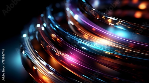 Captivating Futuristic Fiber Optic Data Transfer in Dynamic Abstract Tech Background