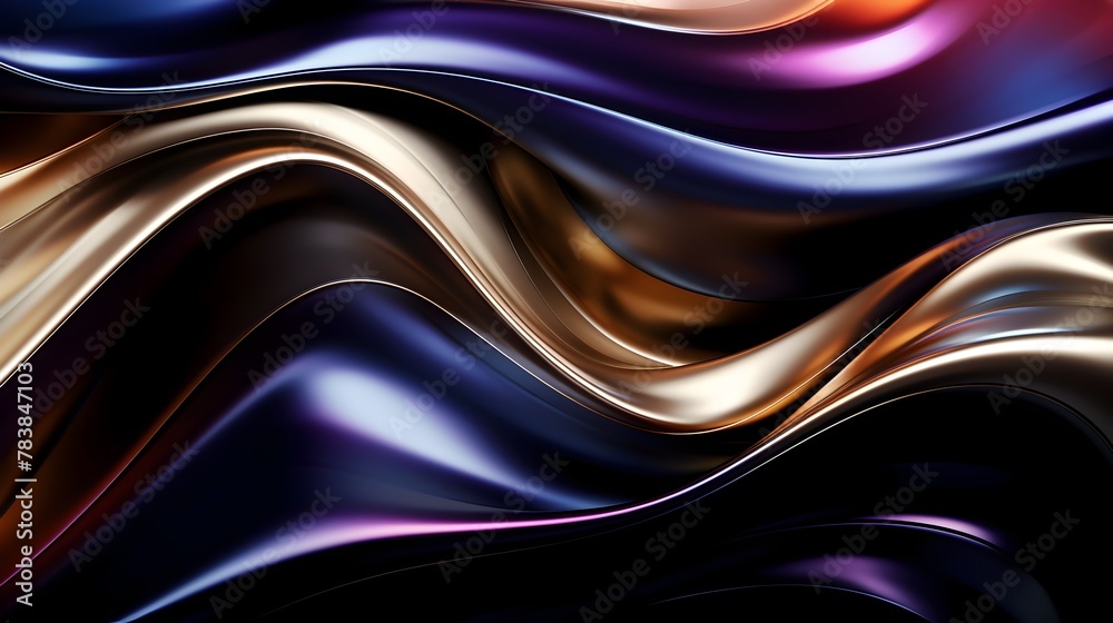 Captivating Metallic Liquid Waves - Futuristic Abstract Background Bursting with Dynamic Motion and Luminous Shimmer - obrazy, fototapety, plakaty 
