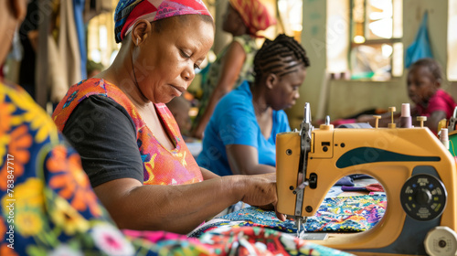African seamstress sewing c...