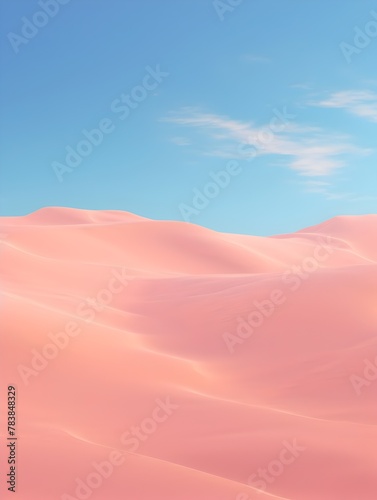 Expansive Saharan Pink Dunes Under Captivating Blue Sky - Futuristic Sci-Fi Desert Landscape