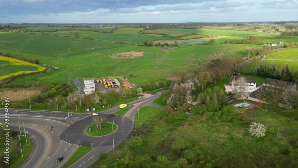 High Angle View of British Countryside Landscape of Renbourn Village, England United Kingdom During Sunset. High Angle View of British Countryside Landscape of Renbourn Village, England United Kingdom During Sunset.