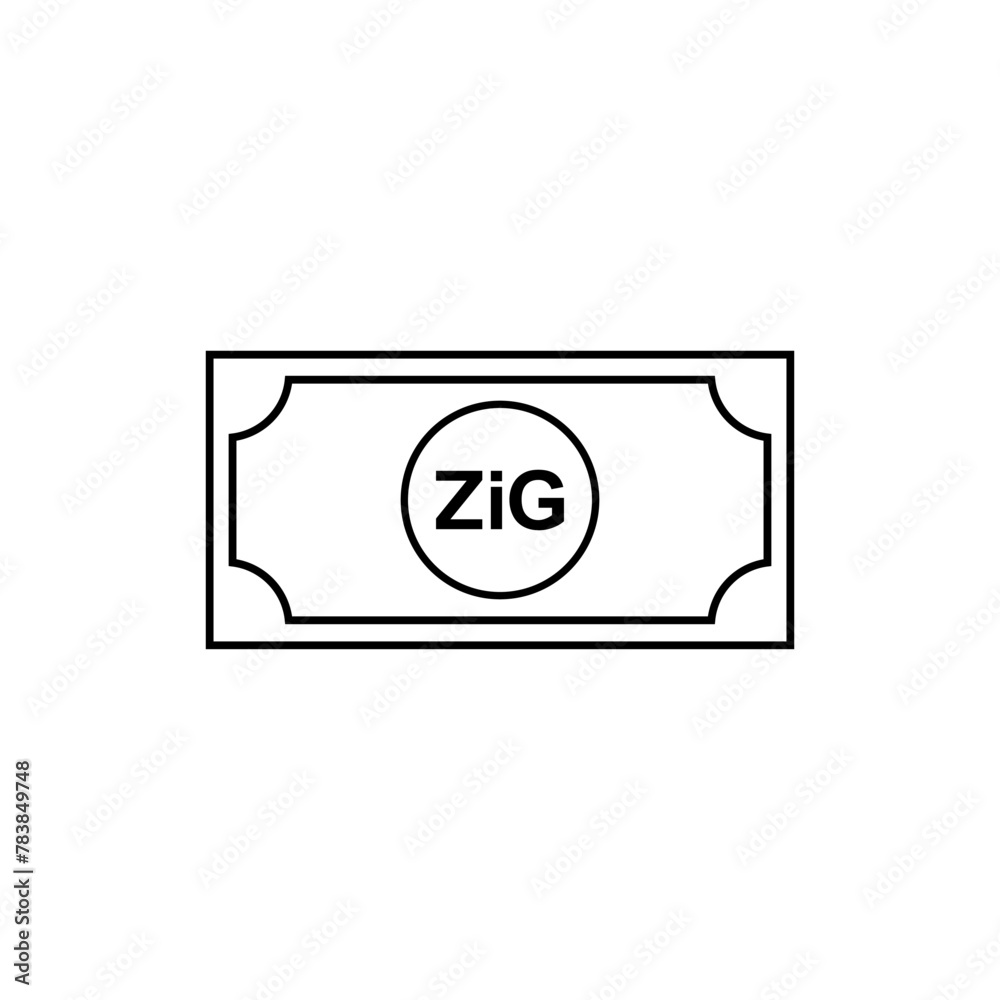 New Zimbabwe Currency Symbol, The Zimbabwe Gold Icon, ZiG Sign. Vector Illustration New Zimbabwe Currency Symbol, The Zimbabwe Gold Icon, ZiG Sign. Vector Illustration