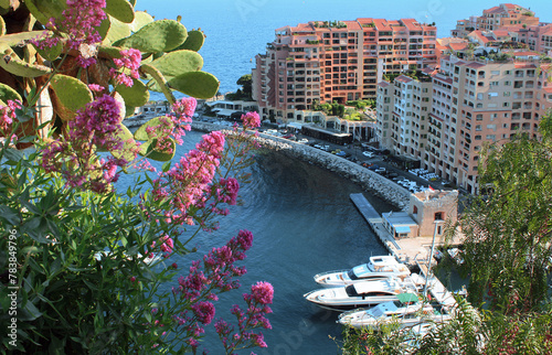 Monaco. Top view of Monte Carlo and the port located on the shores of the Ligurian Sea.
