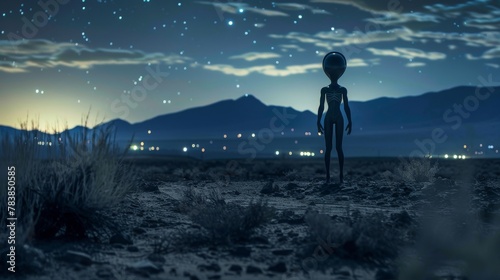Moonlit Area 51, a stealthy alien encounter amidst the notorious desert facility photo