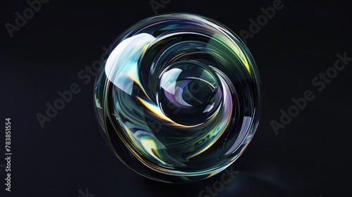 A captivating 3D animation featuring a surreal glass sphere surrounded by abstract elements © Chingiz