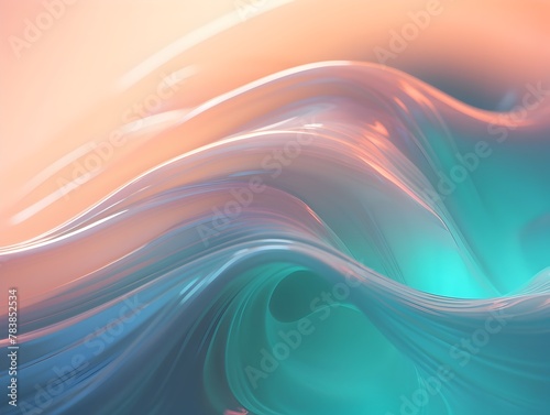 Futuristic Holographic Glass Waves with Luminous Shapeless Patterns in Vibrant Gradient Tones