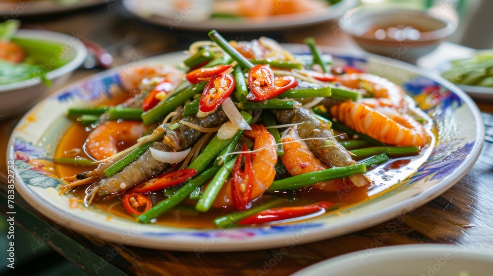 Lao cuisine is a dish called Tam Mak Hung, or papaya salad.