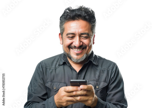 Smiling Man With Phone On Transparent Background © Аrtranq