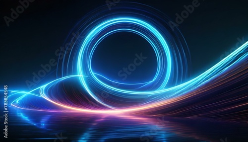 Neon symbol loop sign light background 3d line abstract infinite glow digital blue shape concept icon 8. Loop symbol neon circle effect limitless wave brush logo energy space design technology curve