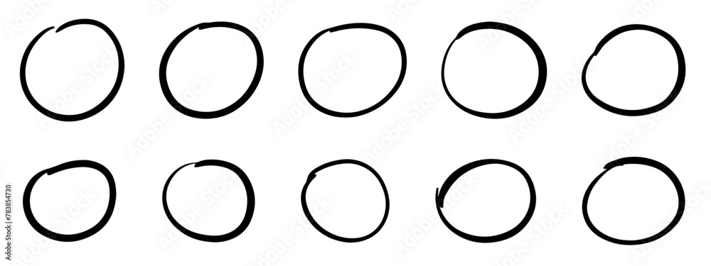 Collection of Simple Black Hand-Drawn Circles