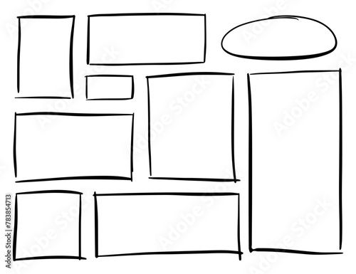 Hand-Drawn Blank Comic Strip Bubbles and Panels