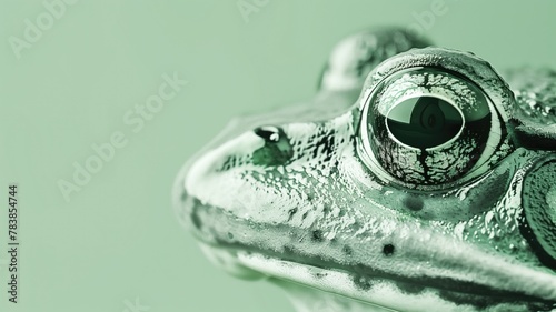 Close-up of a green frog's eye. photo