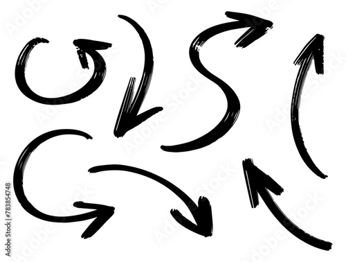 Dynamic Black Brush Stroke Arrows Set
