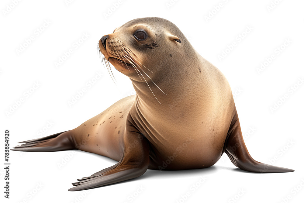 Naklejka premium Cute sea lion isolated on transparent white background